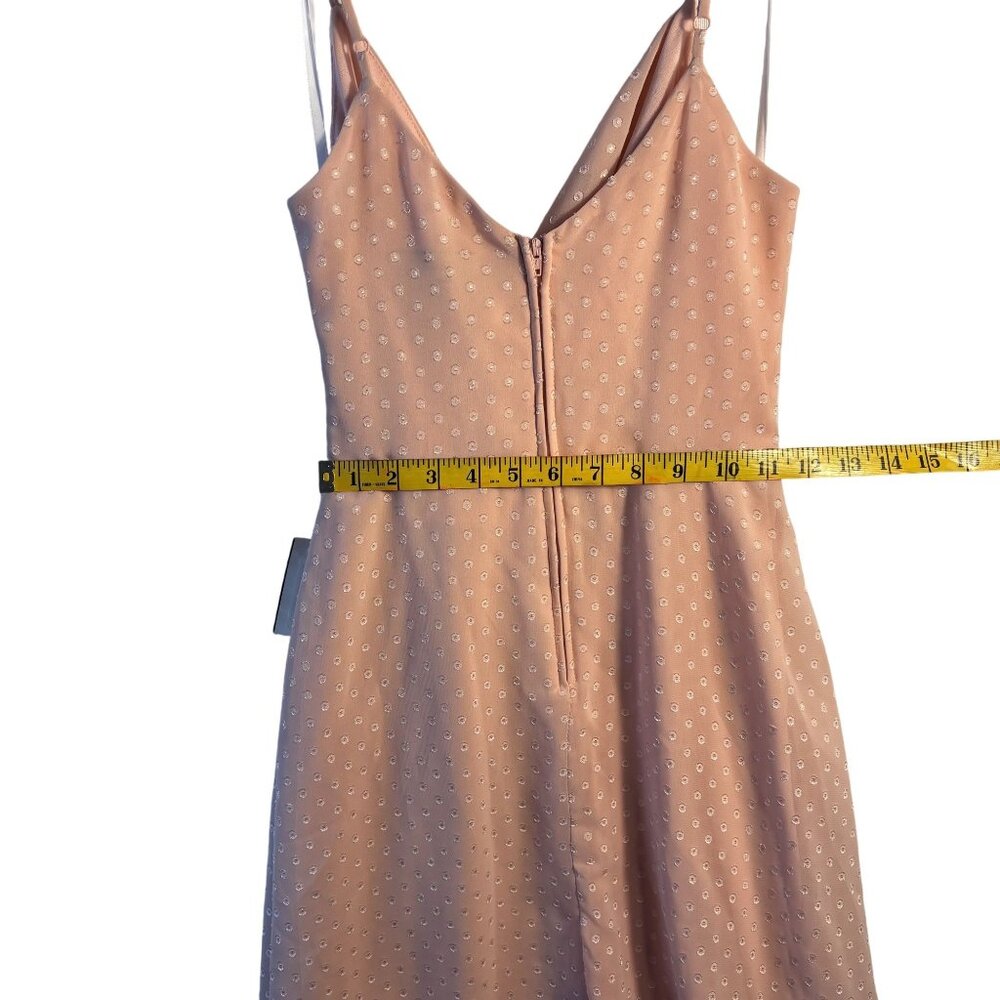 Blush - Rose Polka Dot Wrap Dress With Spaghetti Straps & Back Zipper - Picture 8 of 14